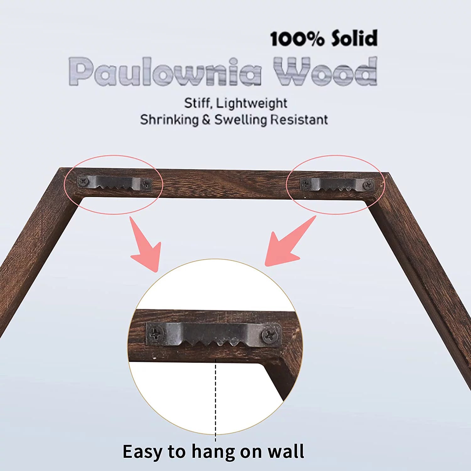 6-Tier Rustic Brown Hexagonal Floating Shelves - 100% Solid Paulownia Wood Storage Set (6 Pieces)